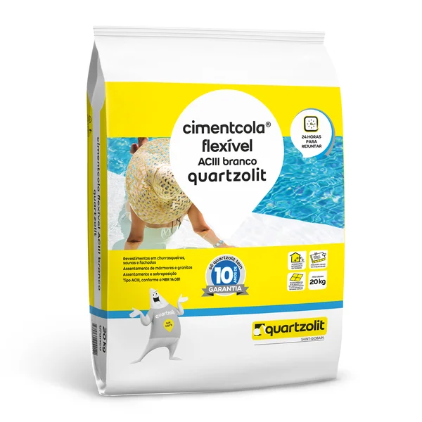 Argamassa Cimentcola Flexível ACIII Branca Quartzolit 20kg