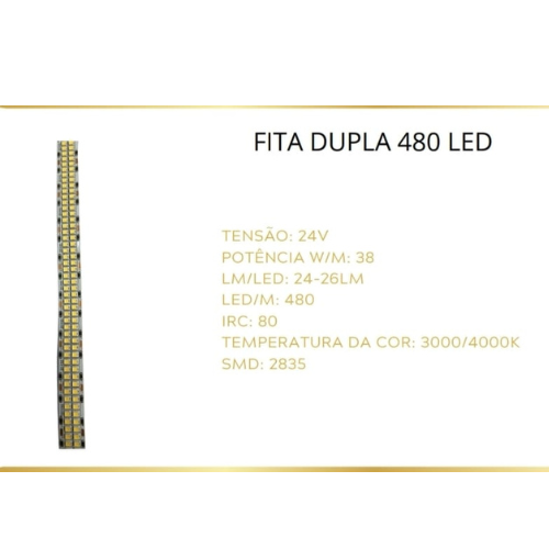 Kit 2 Fitas Dupla 480 Led - Rolo com 5m