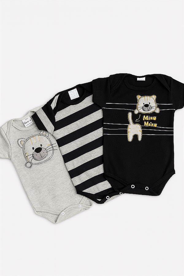 Trio de Body Gatinho Xinenem