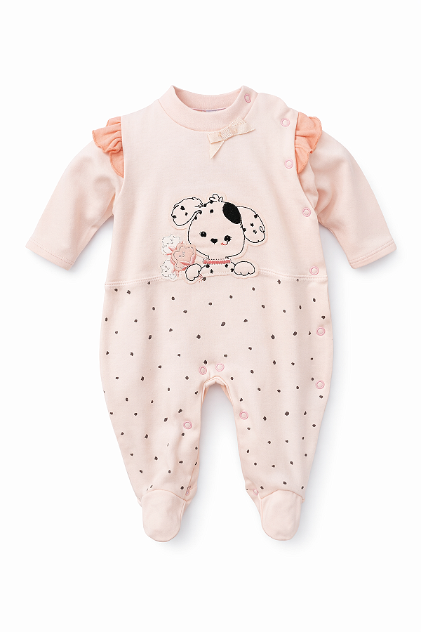 Macacão Suedine Cachorrinha Rosa Xinenem