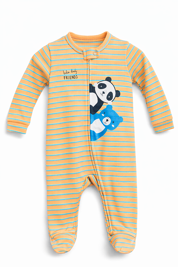 Macacão Suedine Pandinha e Urso Laranja Xinenem