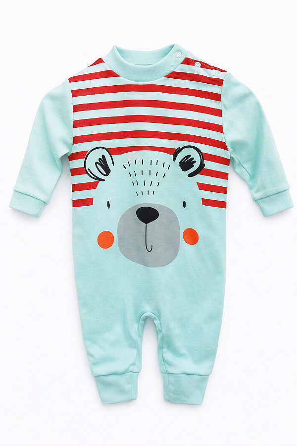 Macacão Vira pé Algodão Ursinho Meigo Xinenem