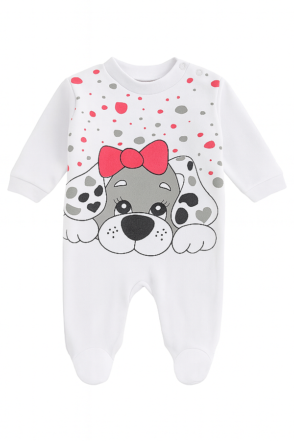 Macacão Algodão Cachorrinho Branco Xinenem