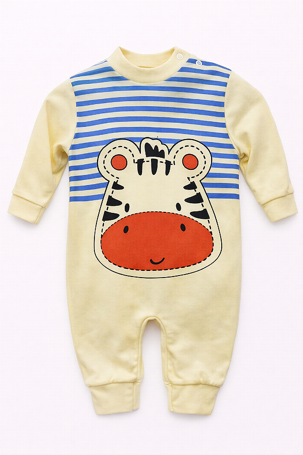 Macacão Algodão Zebrinha Amarelo Xinenem