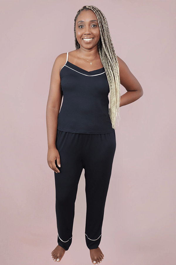 Pijama Suelen Blusa Alça e Calça Preto