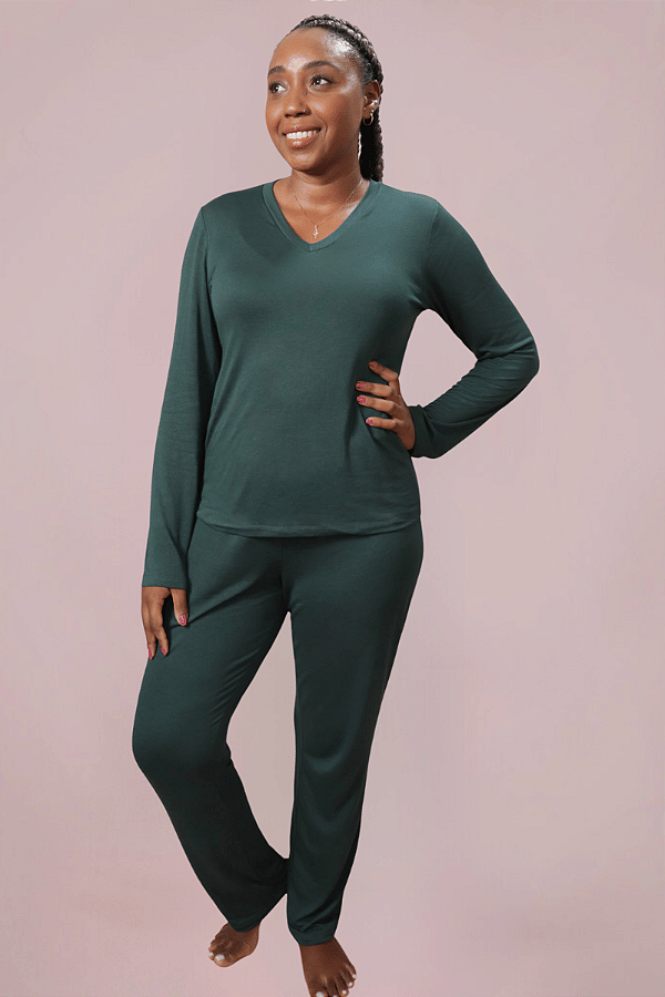 Pijama Vanessa Blusa Longa e Calça Verde