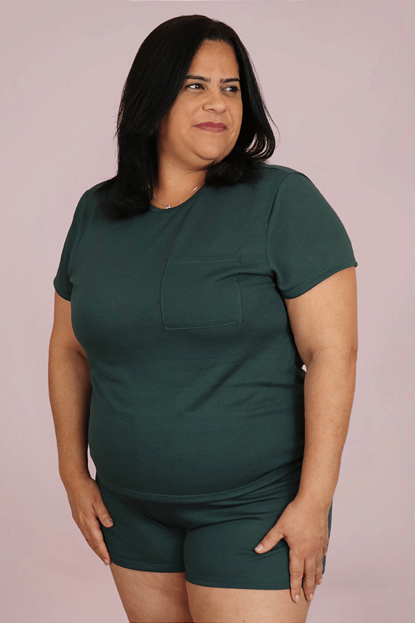 Pijama Aline Blusa Curta e Short Verde