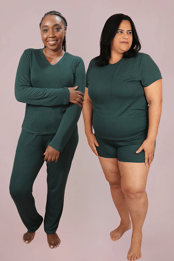 Kit 2 Pijamas Femininos: Aline e Vanessa Verde