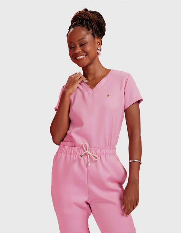 Scrub Feminino Gérbera Rosa Claro