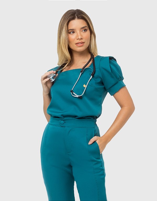 Scrub Feminino Sarah Verde Petróleo