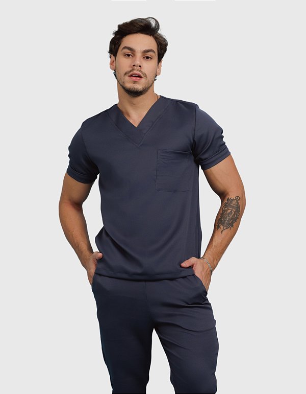Scrub Masculino Arthur Cinza Chumbo