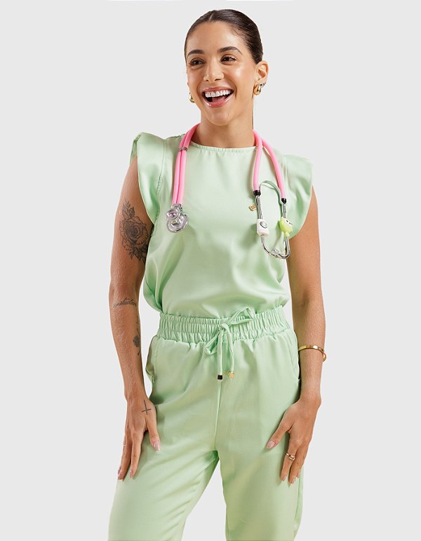 Scrub Feminino Alice Verde Baby