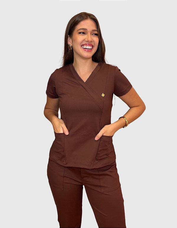 Scrub Feminino Moove Marrom Chocolate