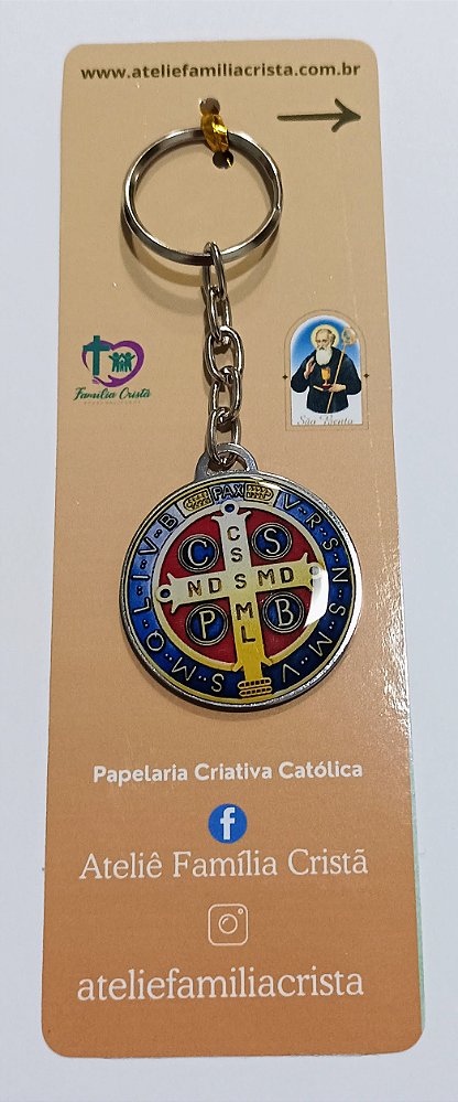 Chaveiro Medalha de São Bento Dupla Face + Marca Página