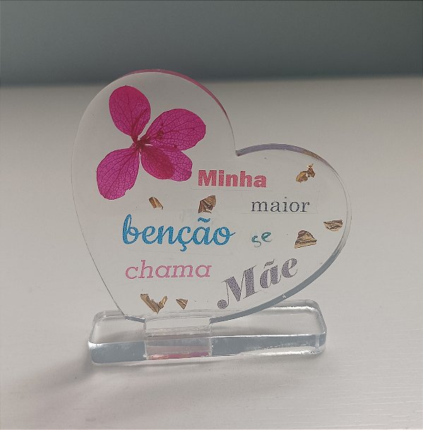 Coração de Mãe em resina