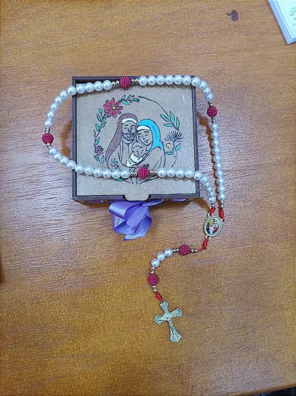 Terço + porta terço de mdf