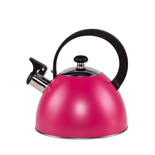 Chaleira Rosa Com Apito Inox Com Designe Moderno E Linda!