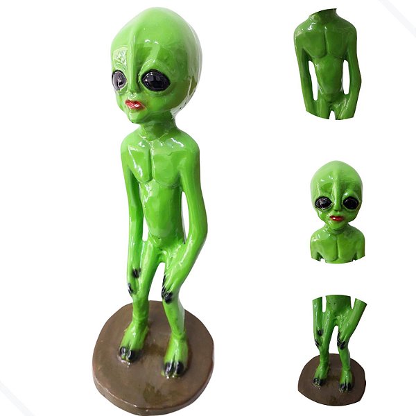 Estátua Alienígena Deco Jardim Cerâmica 40cm Et Enfeite