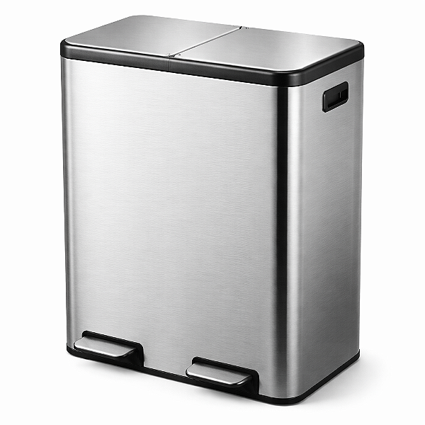 Lixeira Dupla Korb Seletiva Touch 60 Litros (30+30) 66x53x38cm - Inox