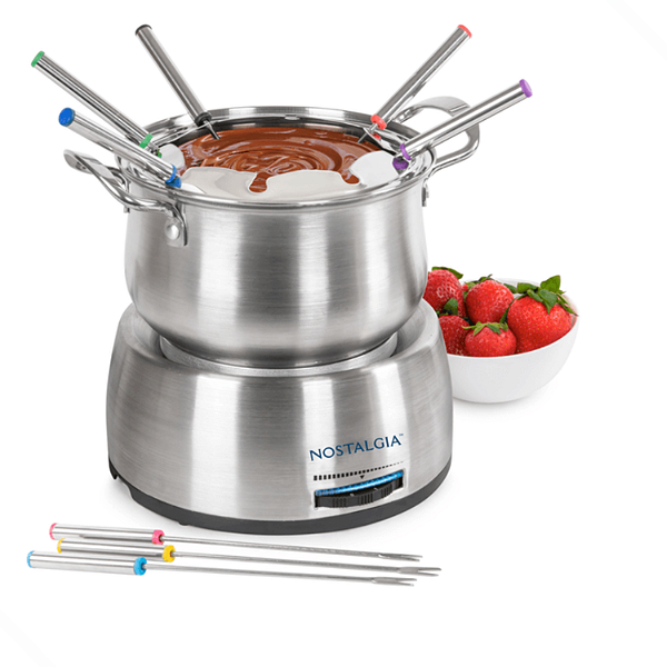 Fondue Eletrico Em Aço Inox Nostalgia 220v Chocolate Queijo