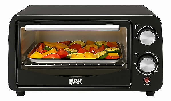 Forno Elétrico 10l Timer Termostato 220v Cor Preto 1000w Bak