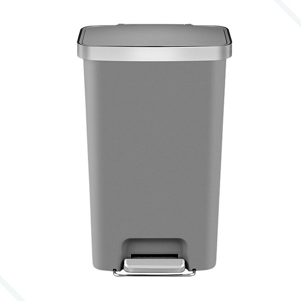 Lixeira Grande 45L Com Pedal Rodinhas Tampa Suave Cozinha