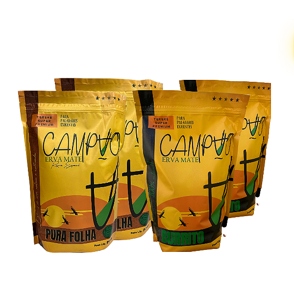 Kit de 4 ervas Campão Super Premium: 2 Pura Folhas e 2 Burritos