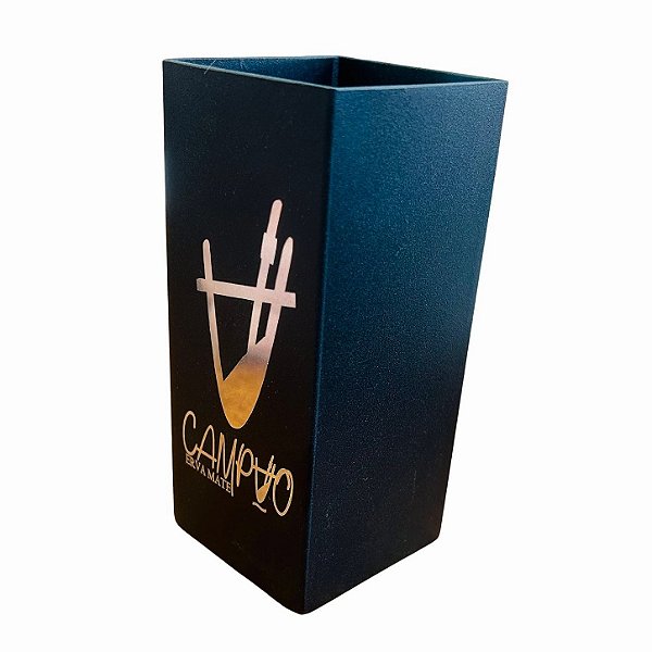 Copo Campão Inox quadrado preto com pintura texturizada.