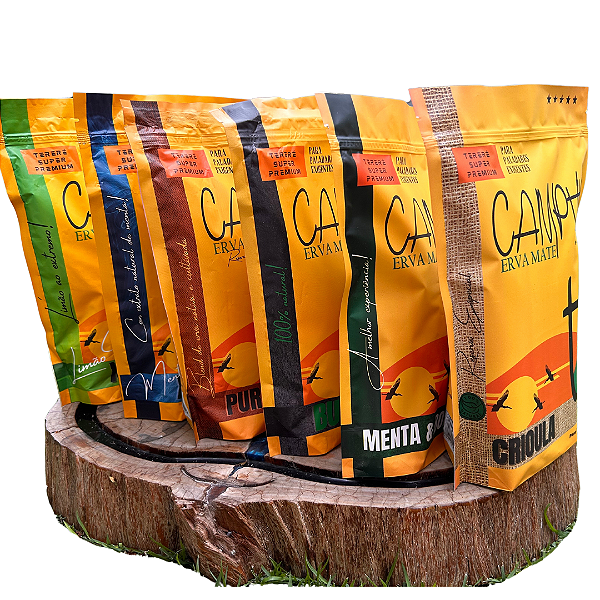 Kit completo de 6 ervas Campão Super Premium: Pura Folha, Burrito, Menta Extreme, Limão Ice Extreme, Crioula e Menta e Boldo.