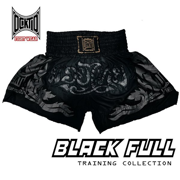SHORT MUAY THAI ESTILO TAILANDÊS OCKTO BLACK FULL