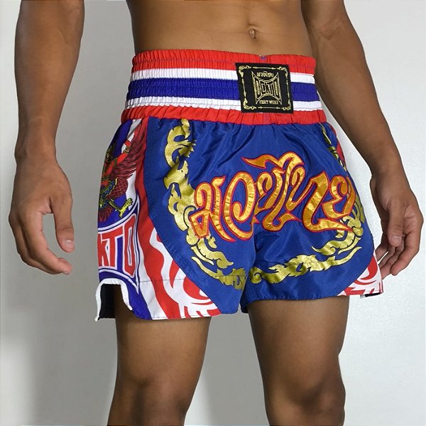 Short Muay Thai Estilo Tailandês Ockto Bandeira Tailândia Az