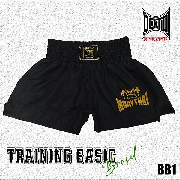 Short Muay Thai Estilo Tailandês Ockto  Basic Preto