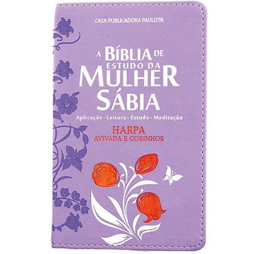 A Bíblia de Estudo da Mulher Sábia com Harpa Avivada grande ARC tulipa lilás
