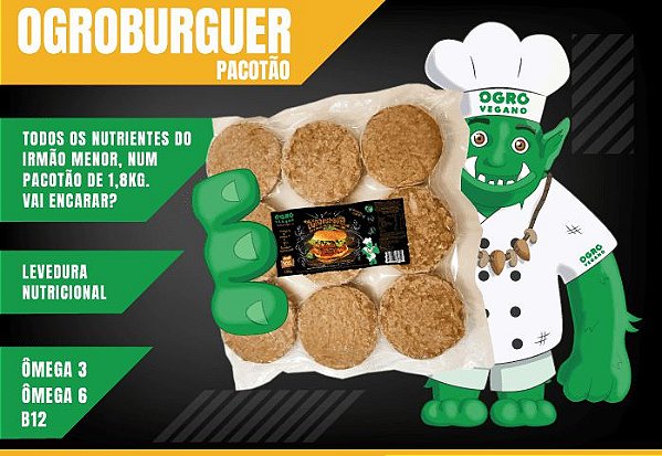 OgroBurguer ( pacote de 1,8kg com 9 unidades)