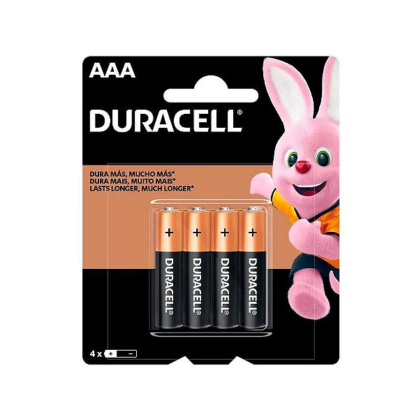 Pilha Duracell AAA pack c/ 4 unidades - MN2400B4