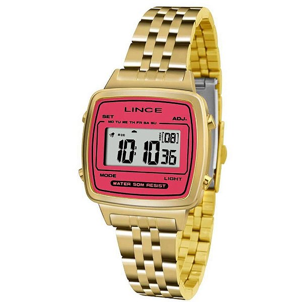Relógio Feminino Lince Digital Sdph043l Brkx Dourado
