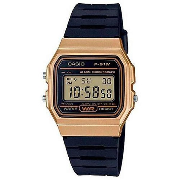 Relógio Masculino Casio Digital Vintage F-91WM-9ADF Dourado