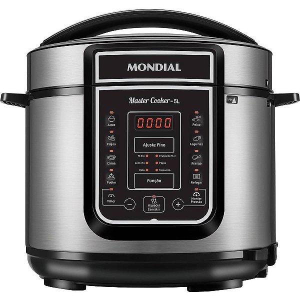 Panela de Pressão Mondial Master Cooker 5L PE-38 Prata/Preta 127V