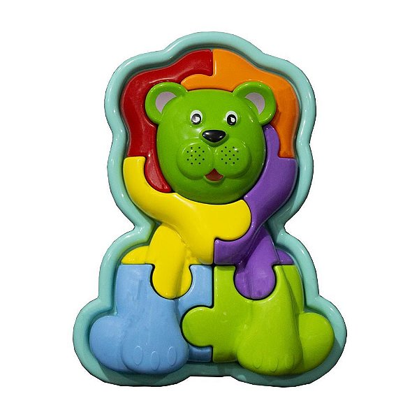Brinquedo Didático Animal Calesita Leão 3D Puzzle 0612 Azul