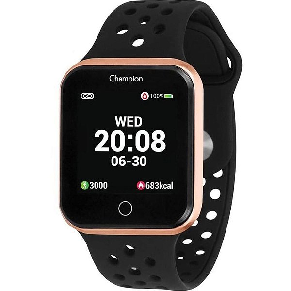 Smartwatch Champion CH50006Z Dourado Pulseira Preta