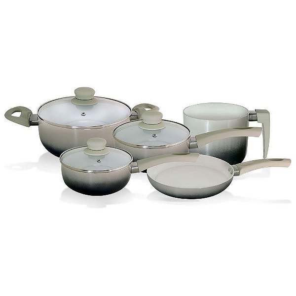 Conjunto de Panelas Catuaí 5 Peças Cerâmica 4435-B - Cinza