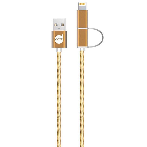 Micro USB e Lightning Dazz para IPhone 90cm Dourado - 6013868