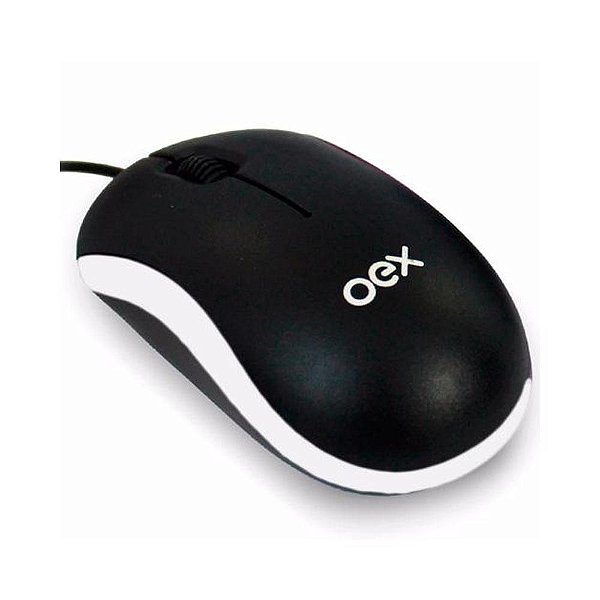 Mouse Óptico com fio OEX MS-103 - Preto e Branco