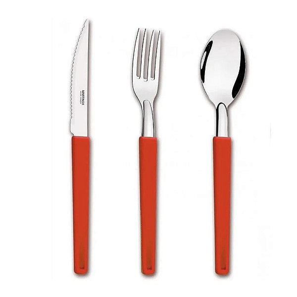 Faqueiro Martinox 18 Pç Vermelho - Ref.60218