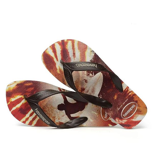 Chinelo Masculino Havaianas Surf Branco Café - 43/44