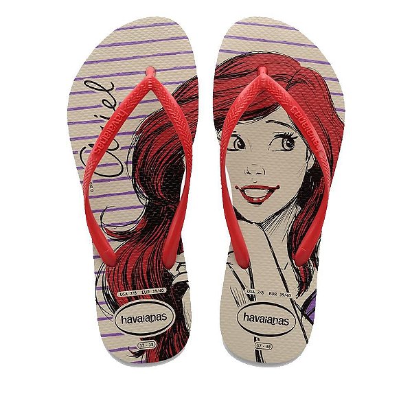 Chinelo Havaianas Slim Princesas Bege/Vermelho - 35/36