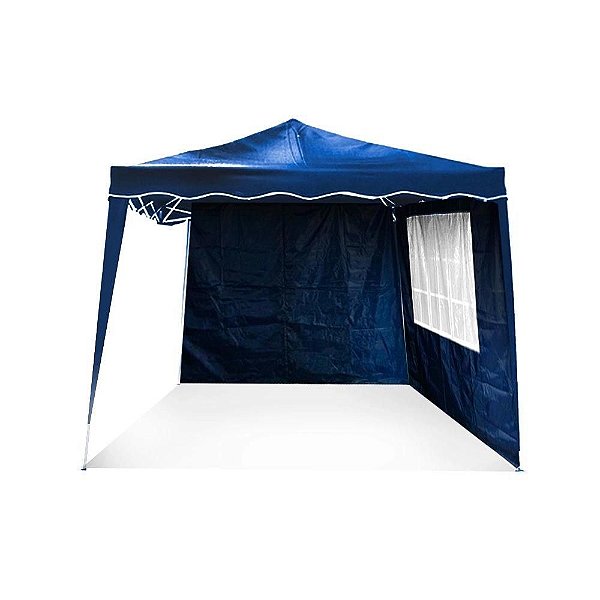 Tenda Importway Gazebo Articulado 3m 2 Paredes Azul IWGZAP3AZ