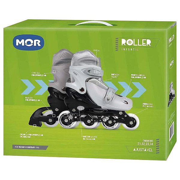 Patins MOR Roller Infantil Ref.40600122 Cinza - 30 ao 33