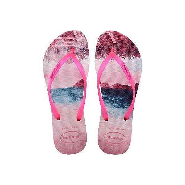 Chinelo Havaianas Slim Paisage Candy Pink - 33/34