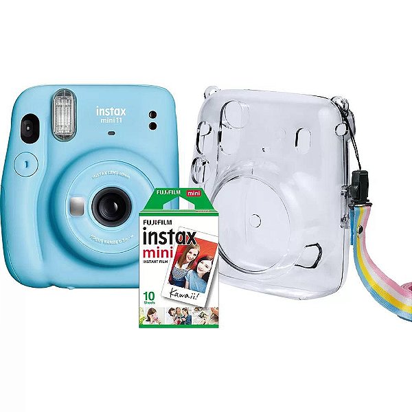 Kit Câmera Instax Mini 11 + Bolsa + 10 Filmes Fujifilm Azul